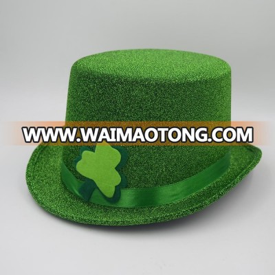 MH-2234 Green leprechaun St Patrick Day costume Irish shamrocks Top Hat